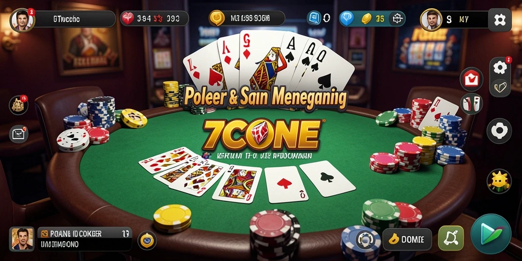 Tampilan gameplay Poker yang dinamis dan menarik di 7CONE.