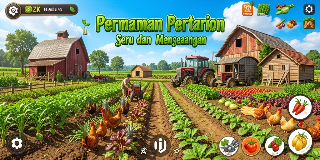 Screenshot gameplay 8ZK menunjukkan petani yang sedang merawat tanamannya.