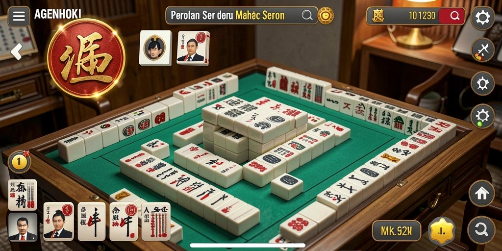 Screenshot AGENHOKI menampilkan gameplay Mahjong yang seru.