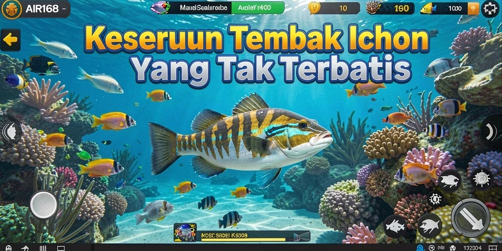 Tampilan screenshot utama AIR168 yang menampilkan aksi tembak ikan yang seru.