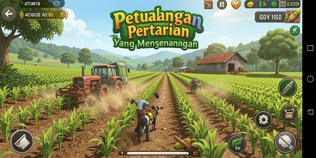 Gameplay menarik di lahan pertanian yang subur.