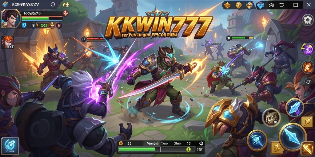 Tampilan gameplay seru dalam KKWIN777 dengan aksi MOBA yang mendebarkan.