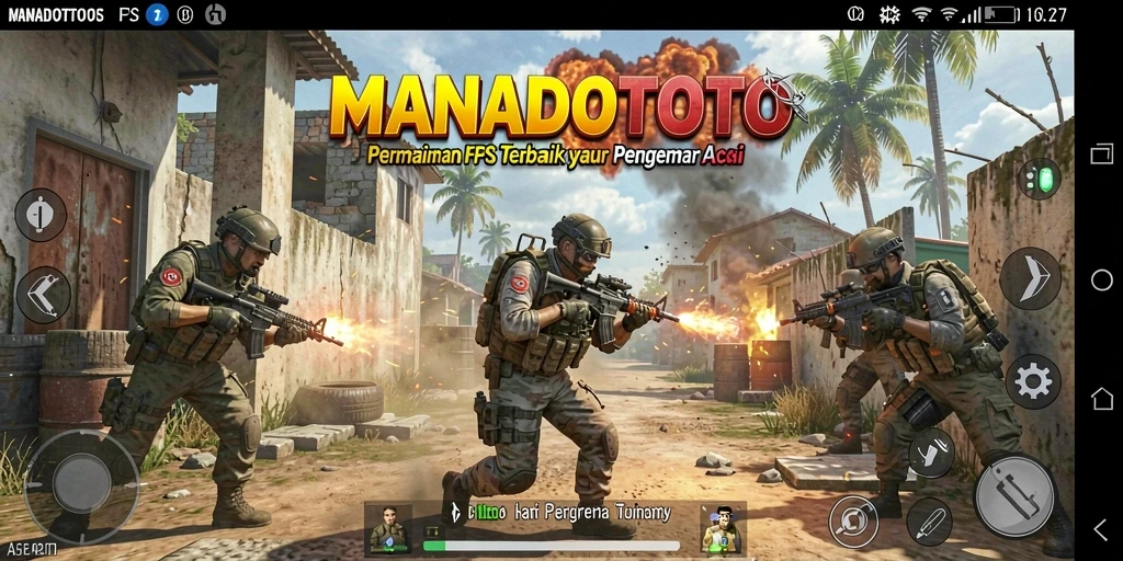 Tangkapan layar menampilkan aksi menembak yang mendebarkan di MANADOTOTO.
