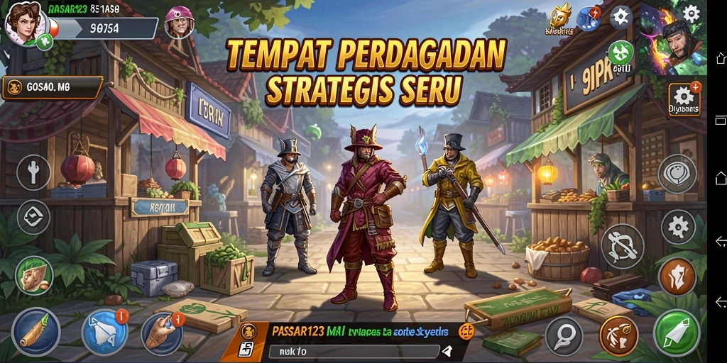 Screenshot gameplay PASAR123 menampilkan perdagangan yang dinamis.