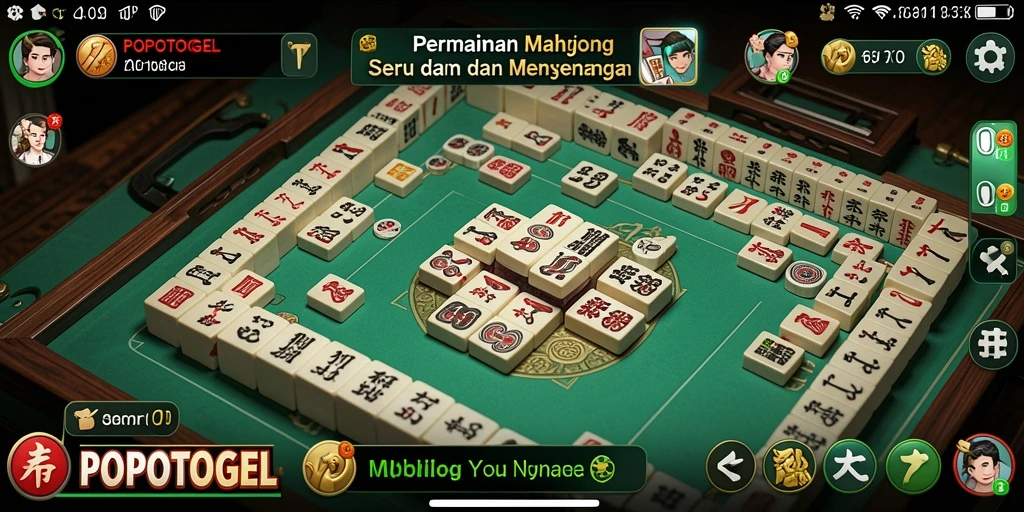 Tangkapan layar utama POPOTOGEL menampilkan gameplay Mahjong yang seru.