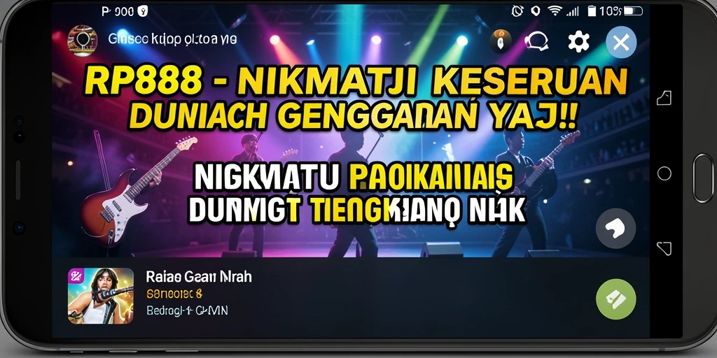 Screenshot RP888 menunjukkan gameplay seru dengan musik interaktif.