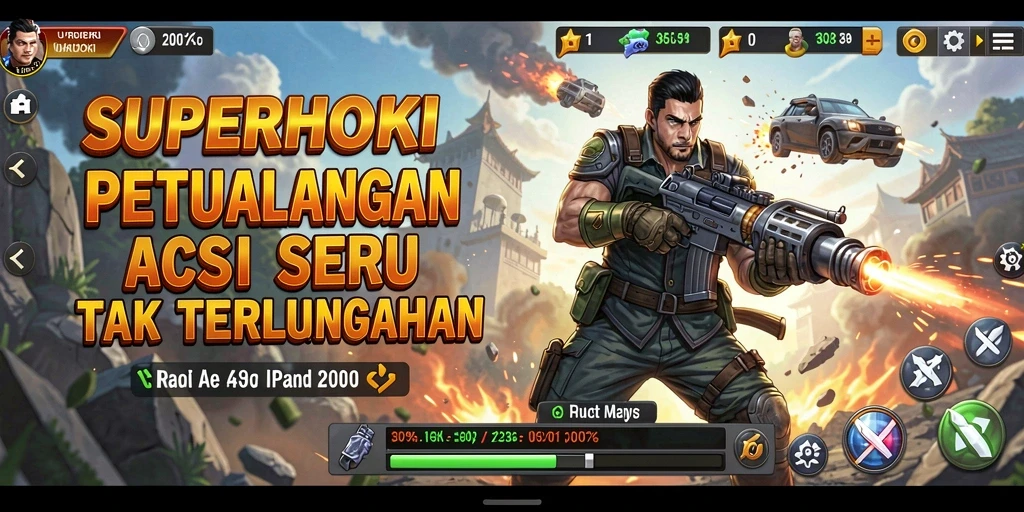 Tangkapan layar SUPERHOKI yang menampilkan aksi mendebarkan dan karakter kuat.
