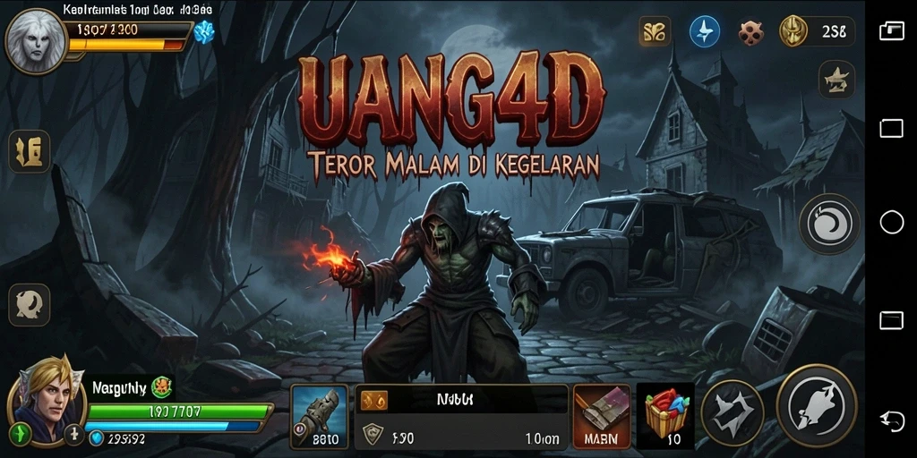 Screenshot UANG4D menampilkan makhluk menyeramkan dalam suasana gelap.