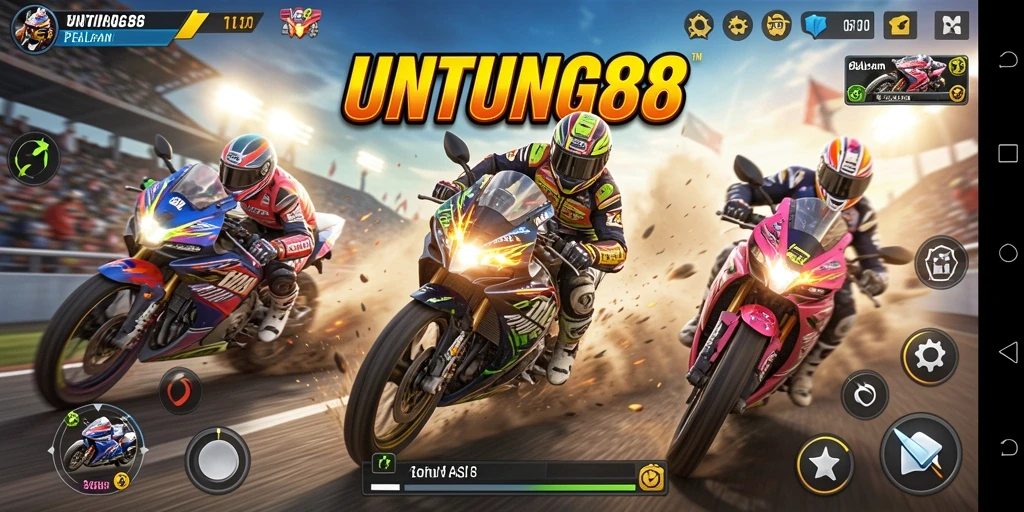 Tampilan menakjubkan dari gameplay balapan motor di UNTUNG88.