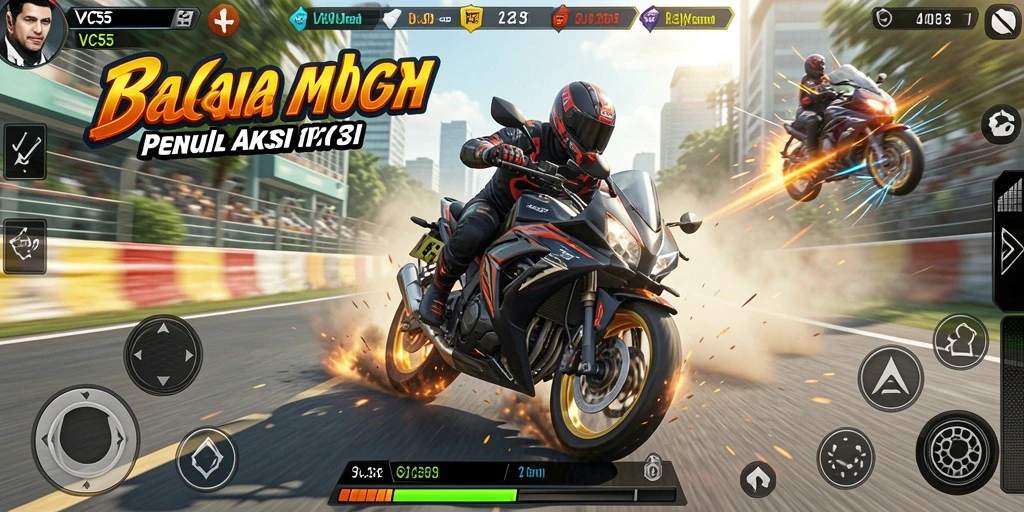 Gameplay seru balapan motor di VC55 dengan visual yang memukau.